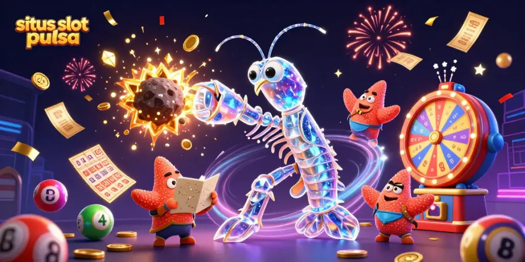 Experience thrilling action at situs slot pulsa with engaging lottery-themed elements and vibrant 3D characters.