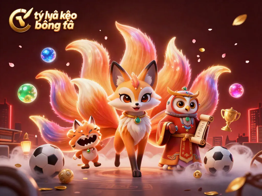 Engage in tỷ lệ kèo bóng đá with vibrant sports betting illustration featuring mystical characters.