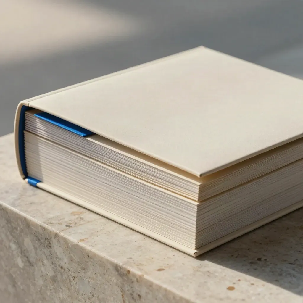 Pale roadmap scoring sheet folio with dividers and blue accent on travertine