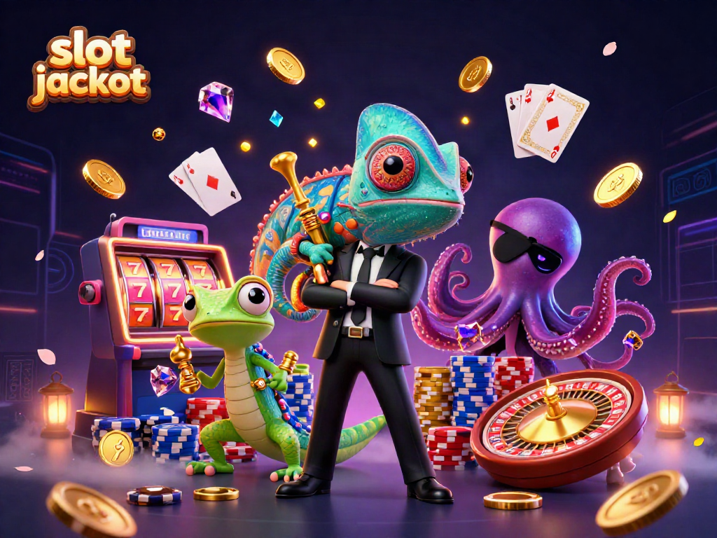 Experience the thrill of slot jackpot with vibrant characters and casino elements in a dynamic 3D scene.