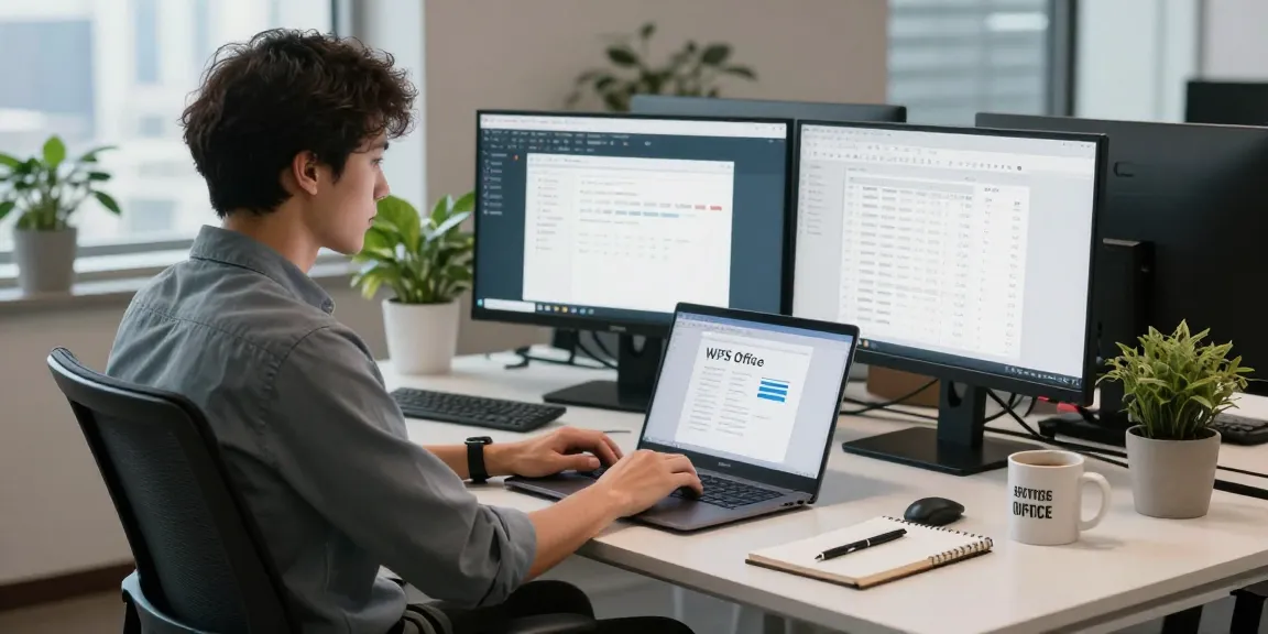 Download WPS Office in a modern workspace with professional tools and a bright atmosphere.