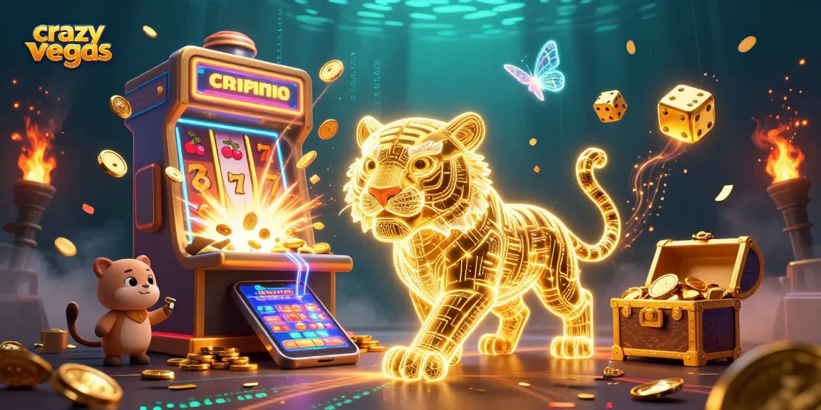 Experience the thrill of winning with crazyvegas in a vibrant 3D casino scene filled with slots and bonuses.